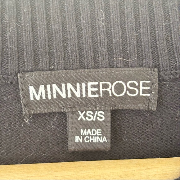 MINNIE ROSE Oversized Cashmere Blend Henley Sweater in Black/Gray Size S - Picture 7 of 8